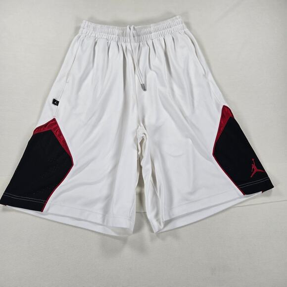 Nike Air Jordan Dri-Fit White Black Red Athletic Basketball Short Size Large - Picture 1 of 8